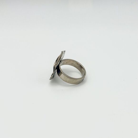 Fleur-De-Lis Coin 925 Sterling Silver Ring Size 8.75 - Picture 4 of 9